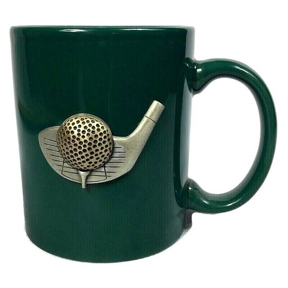 3-D Golf Theme Coffee Mug Cup Green with Aluminum Driver & ball St. Patrick Day - Picture 2 of 8